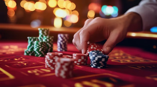 Dream Gaming blackjack table with dealer and player cards visible